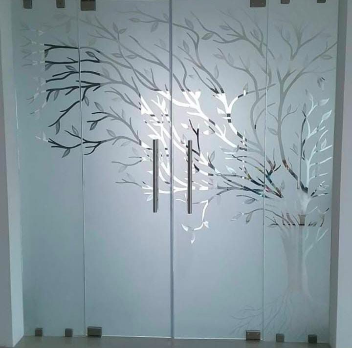 Etched glass double doors